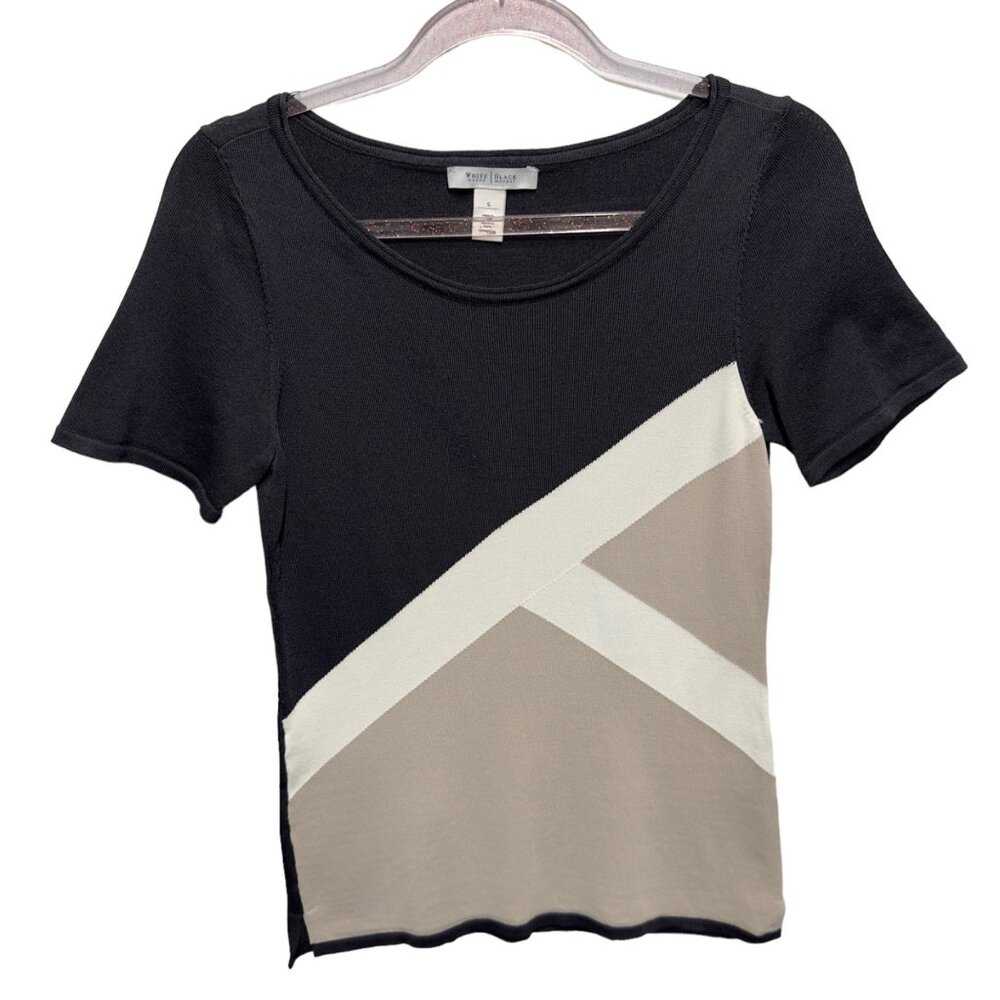 Rayon Silky Knit Sweater Asymmetrical Geometric Top